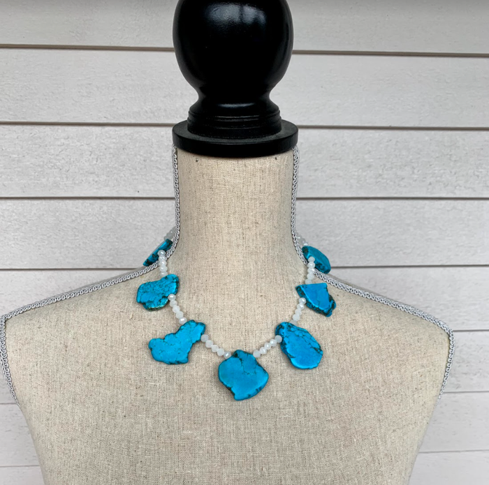 Turquoise and Howlite Statement Necklace