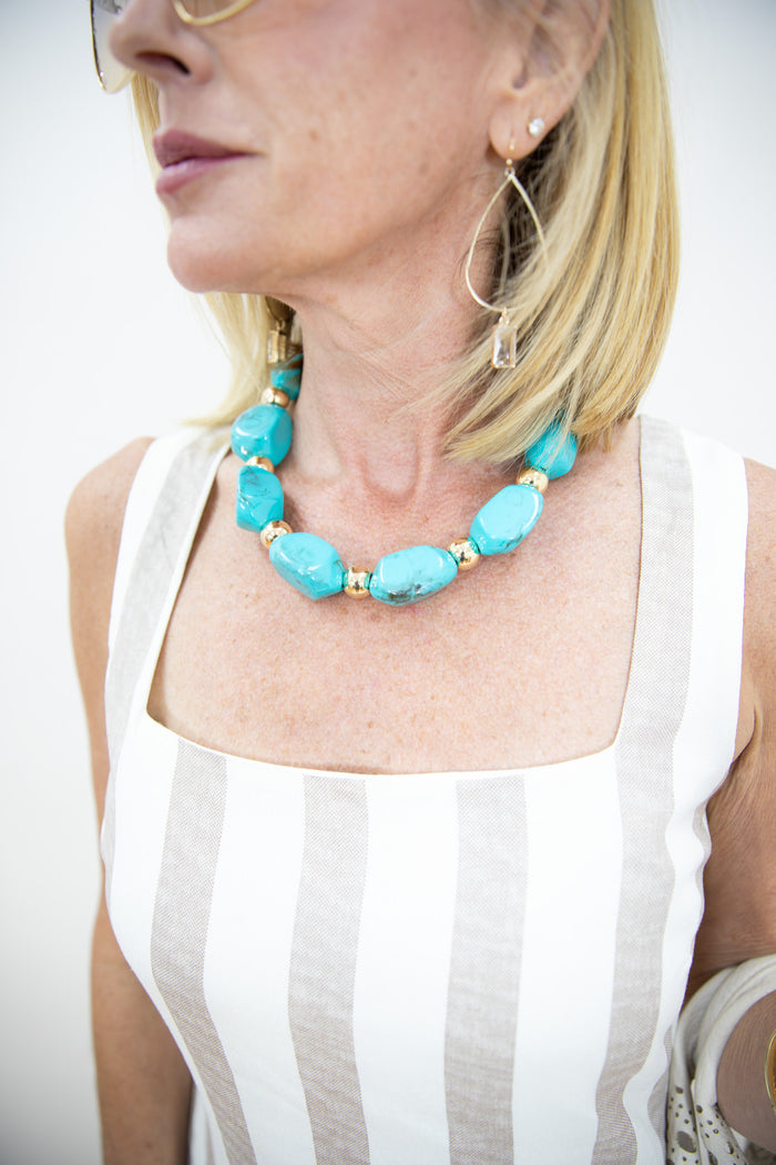 Turquoise Tides Beaded Necklace