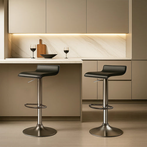 Two Craig Bar Stools Gas Lift Chrome Black by Urban Style