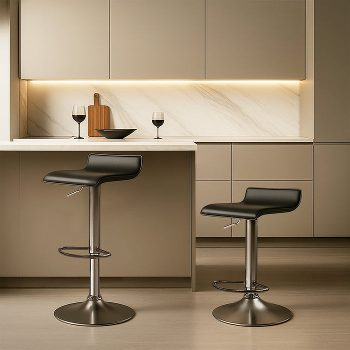 Two Craig Bar Stools Gas Lift Chrome Black by Urban Style