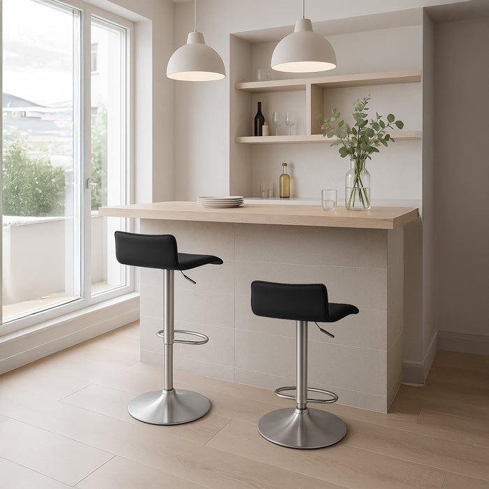 Two Craig Bar Stools Gas Lift Chrome Black by Urban Style