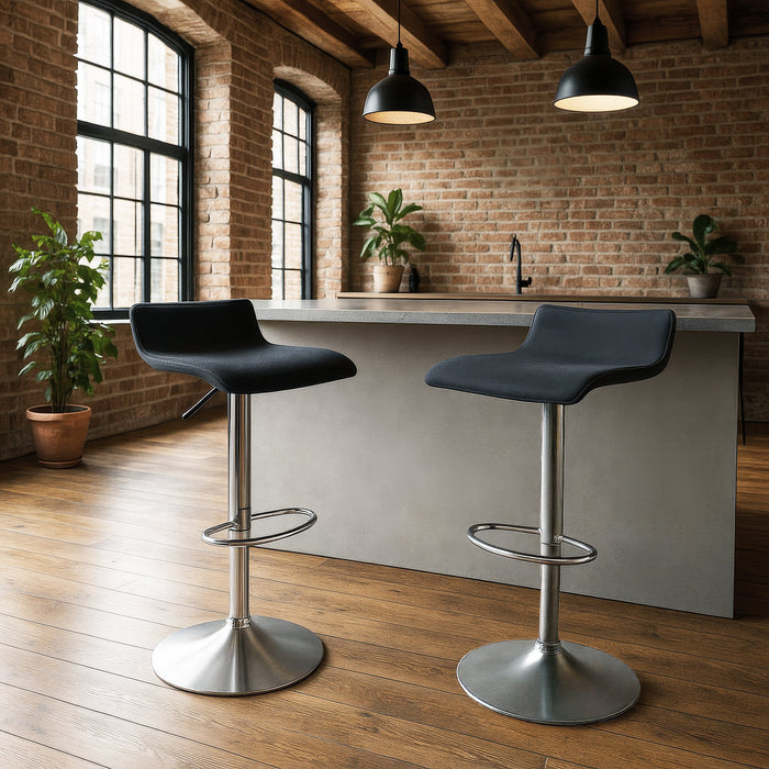 Two Craig Bar Stools Gas Lift Chrome Black by Urban Style