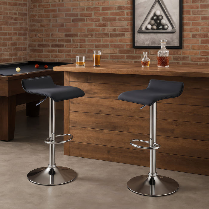 Two Craig Bar Stools Gas Lift Chrome Black by Urban Style
