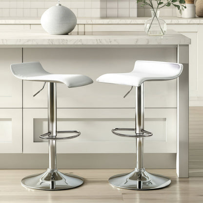 Two Craig Bar Stools Gas Lift Chrome White by Urban Style