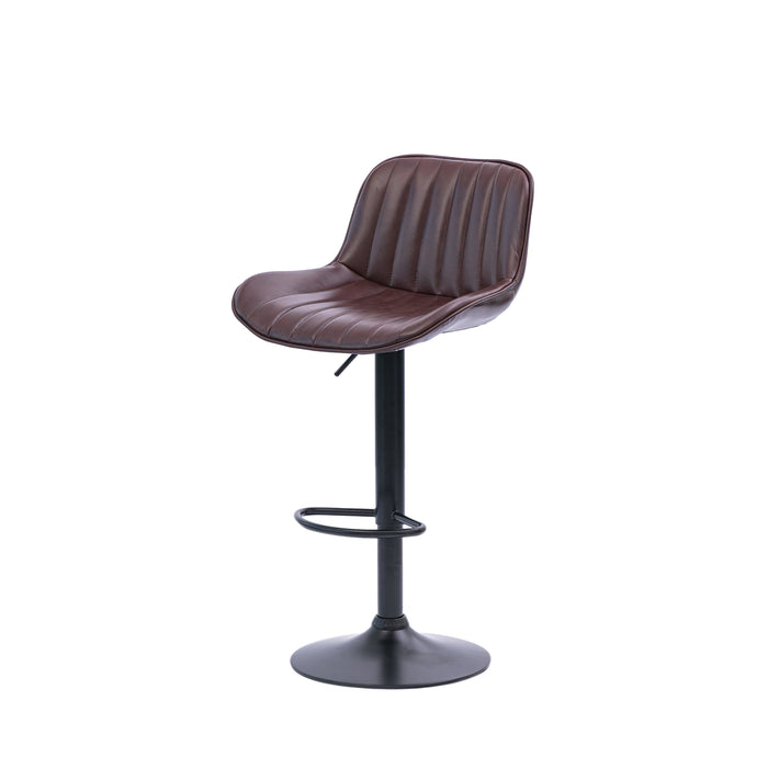 Two Frank Bar Stools Gas Lift Black Metal Brown PU by Urban Style
