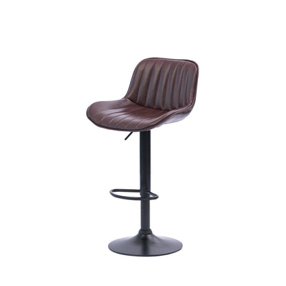 Two Frank Bar Stools Gas Lift Black Metal Brown PU by Urban Style