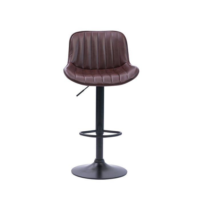 Two Frank Bar Stools Gas Lift Black Metal Brown PU by Urban Style