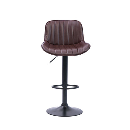 Two Frank Bar Stools Gas Lift Black Metal Brown PU by Urban Style