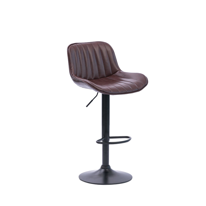 Two Frank Bar Stools Gas Lift Black Metal Brown PU by Urban Style