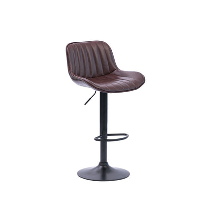Two Frank Bar Stools Gas Lift Black Metal Brown PU by Urban Style