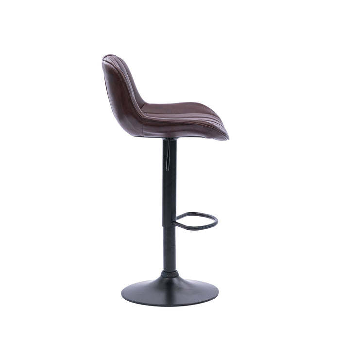 Two Frank Bar Stools Gas Lift Black Metal Brown PU by Urban Style