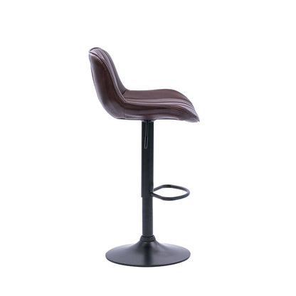 Two Frank Bar Stools Gas Lift Black Metal Brown PU by Urban Style
