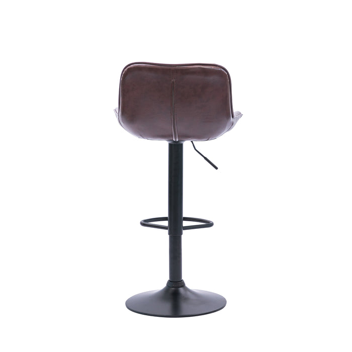 Two Frank Bar Stools Gas Lift Black Metal Brown PU by Urban Style