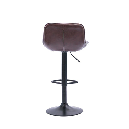 Two Frank Bar Stools Gas Lift Black Metal Brown PU by Urban Style
