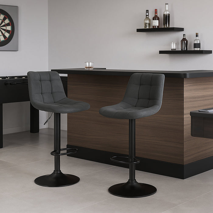 Two Harry Bar Stools Gas Lift Black Metal Black PU by Urban Style