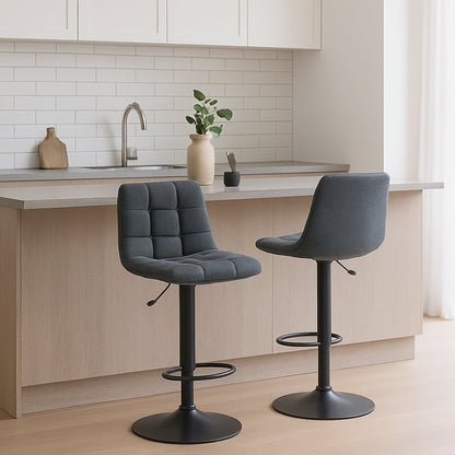 Two Harry Bar Stools Gas Lift Black Metal Black PU by Urban Style