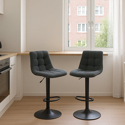 Two Harry Bar Stools Gas Lift Black Metal Black PU by Urban Style