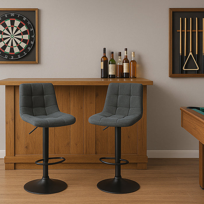 Two Harry Bar Stools Gas Lift Black Metal Black PU by Urban Style