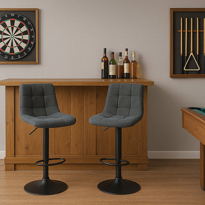 Two Harry Bar Stools Gas Lift Black Metal Black PU by Urban Style