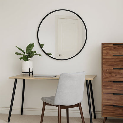 Urban Style Reflections Round Mirror Black | 80cm Diameter