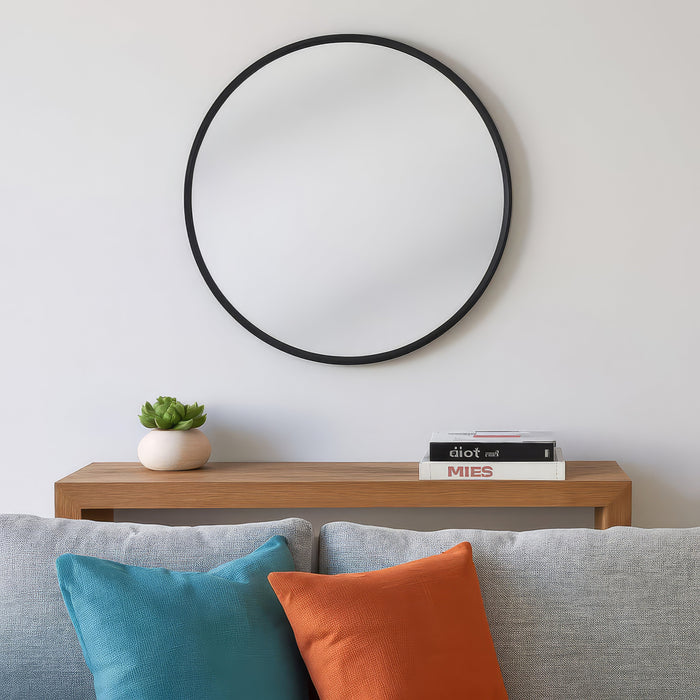 Urban Style Reflections Round Mirror Black | 80cm Diameter