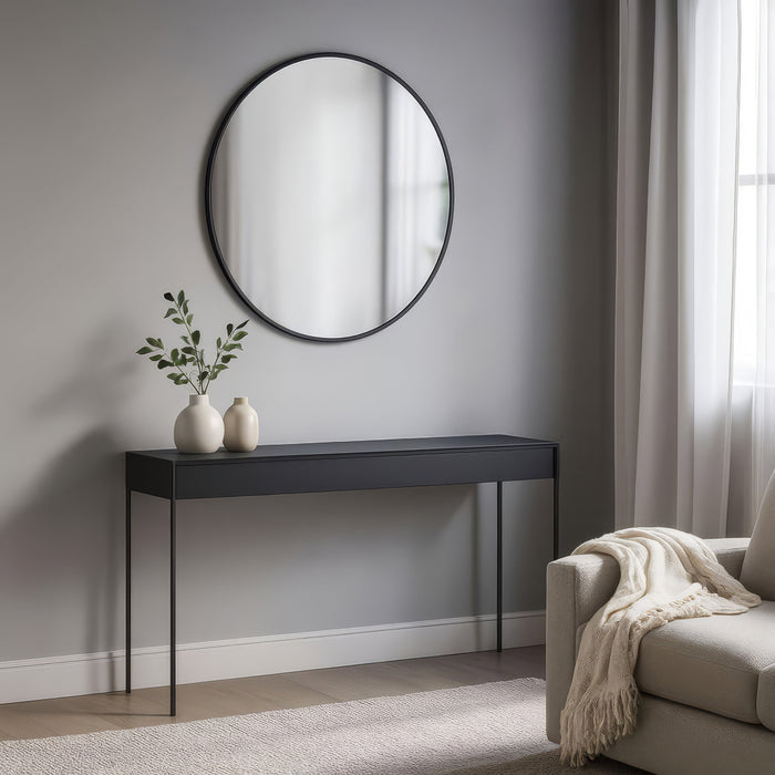 Urban Style Reflections Round Mirror Black | 80cm Diameter