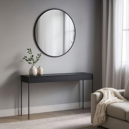 Urban Style Reflections Round Mirror Black | 80cm Diameter