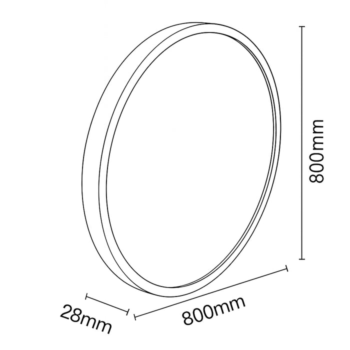 Urban Style Reflections Round Mirror Black | 80cm Diameter