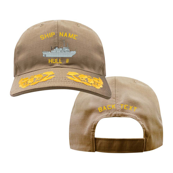US Navy Custom Ship Cap - Coyote - Admiral Scrambled Eggs - Bay Class Icebreaking Tug Hats and Caps