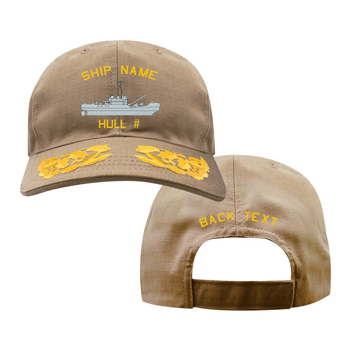 US Navy Custom Ship Cap - Coyote - Admiral Scrambled Eggs - Iris Class Hats and Caps