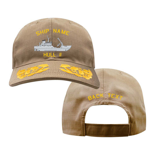 US Navy Custom Ship Cap - Coyote - Admiral Scrambled Eggs - Juniper Class WLB Hats and Caps