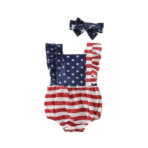 USA Ruffle Romper with Headband