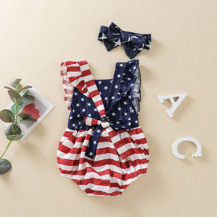 USA Ruffle Romper with Headband