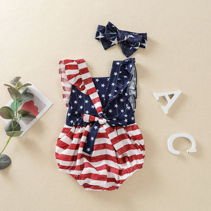 USA Ruffle Romper with Headband