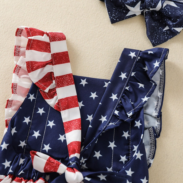 USA Ruffle Romper with Headband