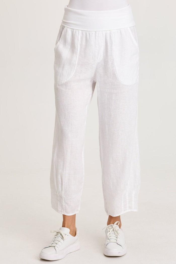 XCVI Vasco Linen Barrel Leg Crop