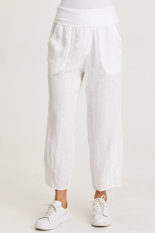 XCVI Vasco Linen Barrel Leg Crop