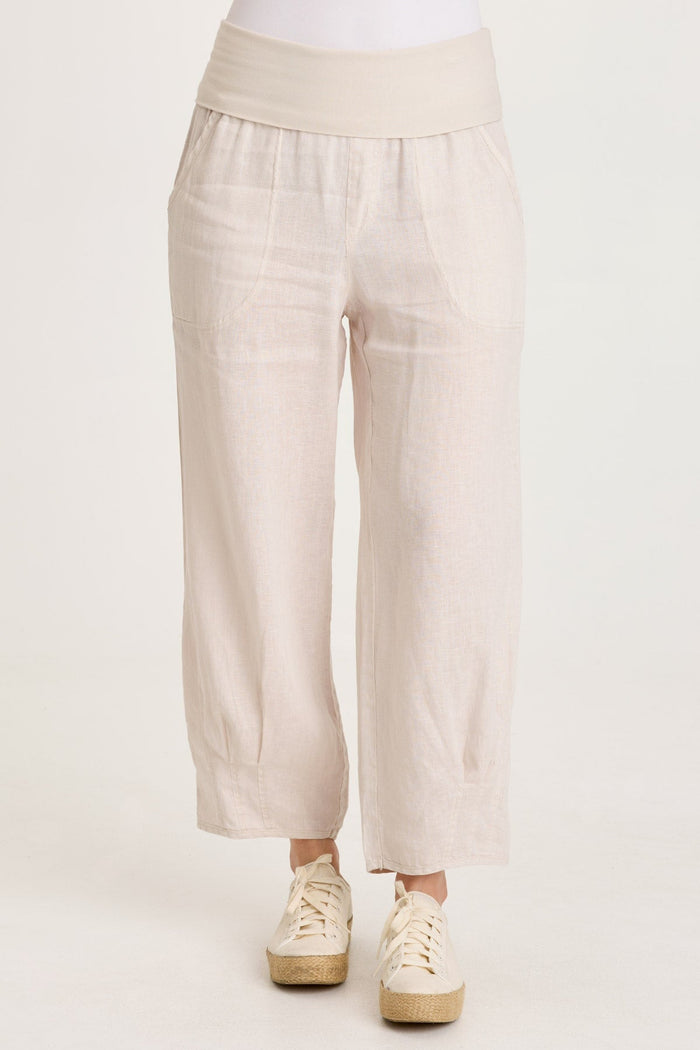 XCVI Vasco Linen Barrel Leg Crop