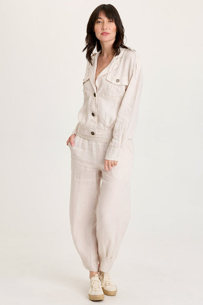 XCVI Vasco Linen Barrel Leg Crop