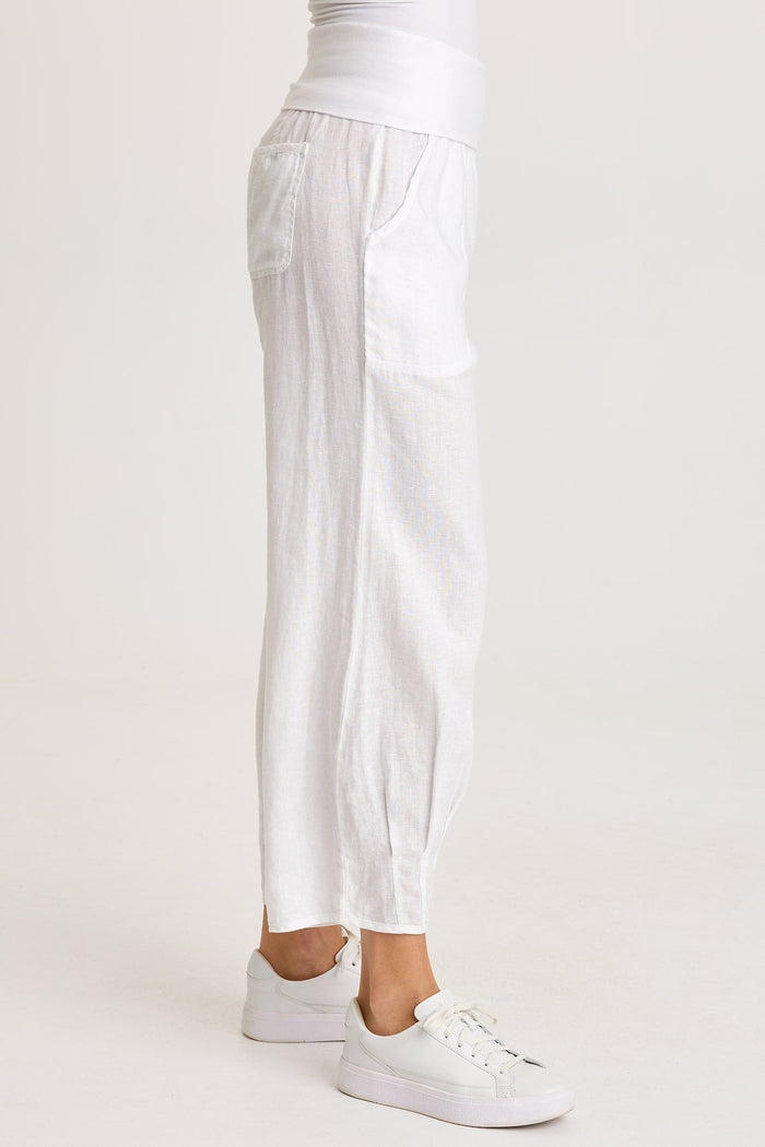 XCVI Vasco Linen Barrel Leg Crop