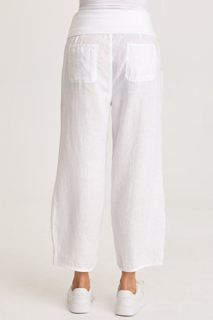 XCVI Vasco Linen Barrel Leg Crop