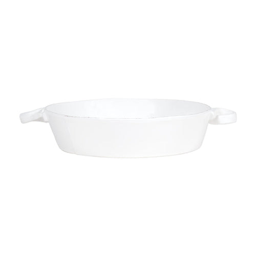 Vietri Lastra White Handled Round Baker Dinnerware Vietri
