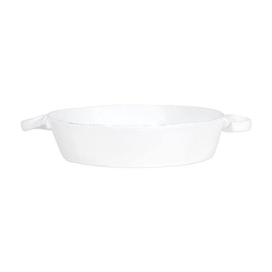 Vietri Lastra White Handled Round Baker Dinnerware Vietri