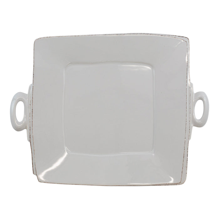 Vietri Lastra Handled Square Platter Dinnerware Vietri Light Gray