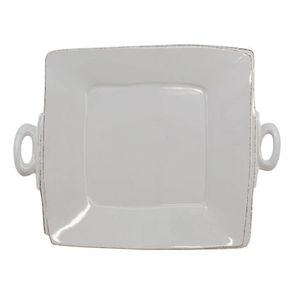 Vietri Lastra Handled Square Platter Dinnerware Vietri Light Gray