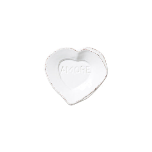 Vietri Lastra White Heart Mini Amore Plate Dinnerware Vietri