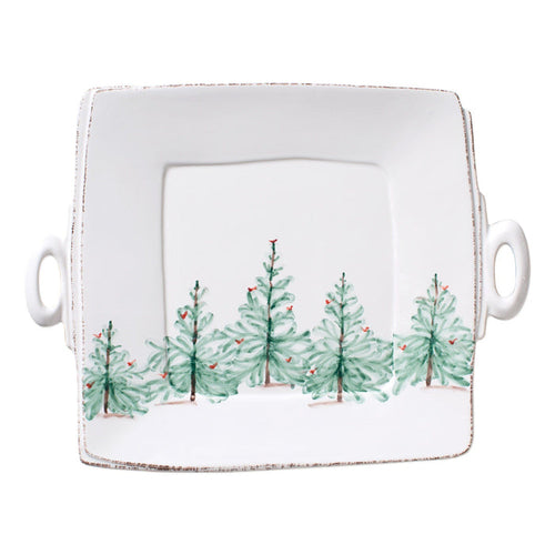 Vietri Lastra Holiday Handled Square Platter Dinnerware Vietri
