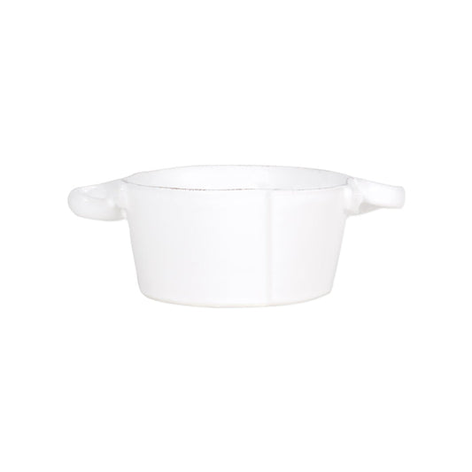 Vietri Lastra White Small Handled Bowl Dinnerware Vietri
