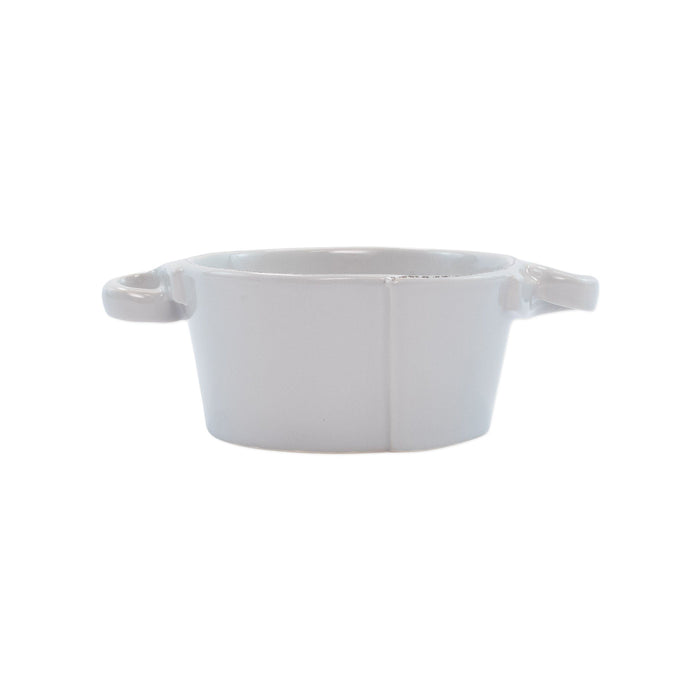 Vietri Lastra Small Handled Bowl Dinnerware Vietri Light Gray