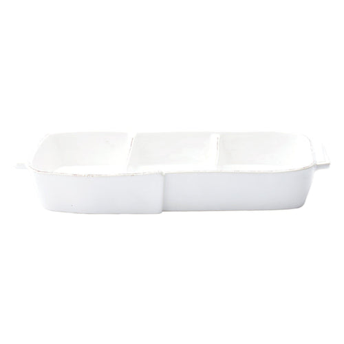Vietri Lastra White Small Three-Part Server Dinnerware Vietri